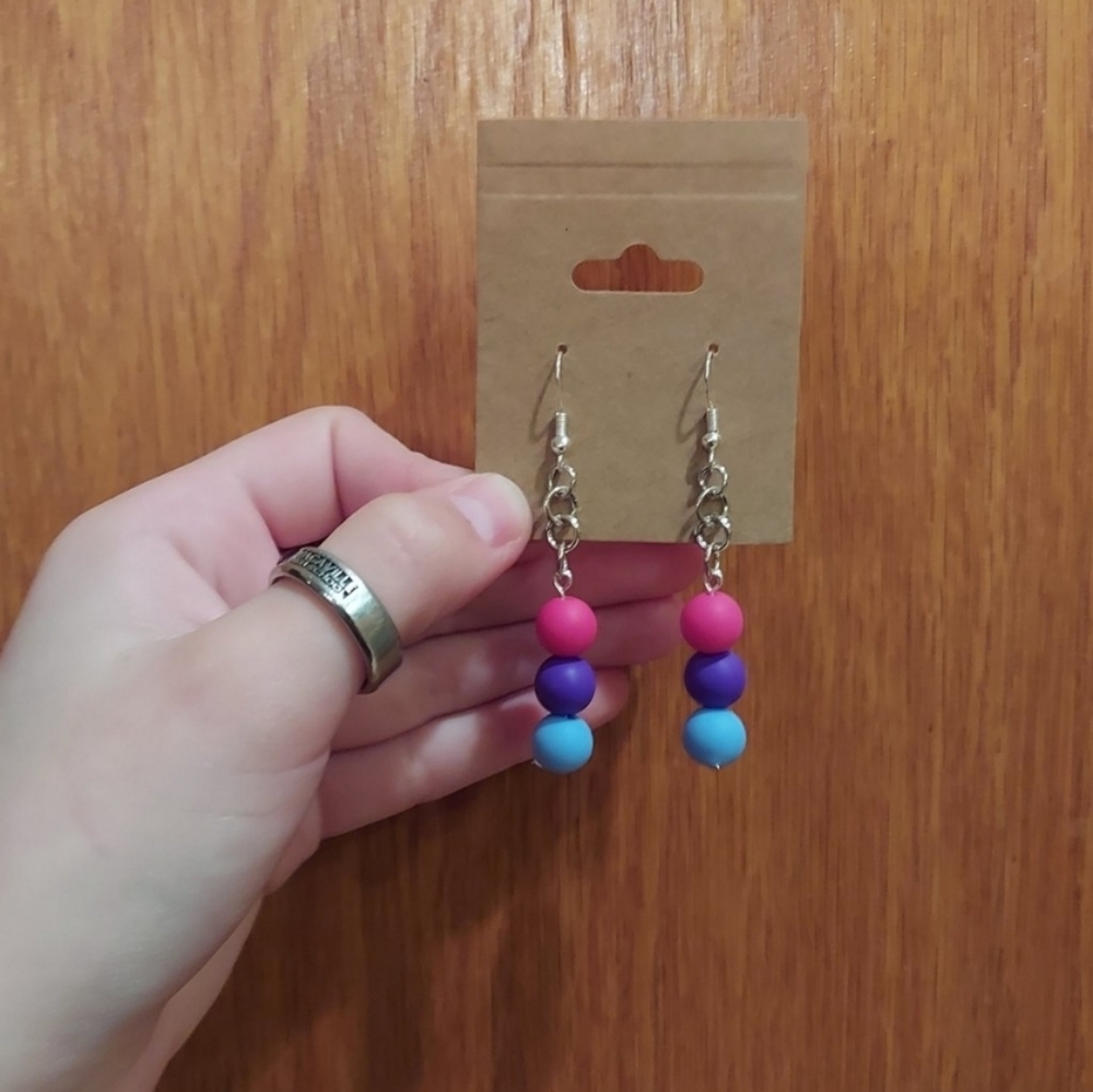 Handmade bisexual pride flag earrings